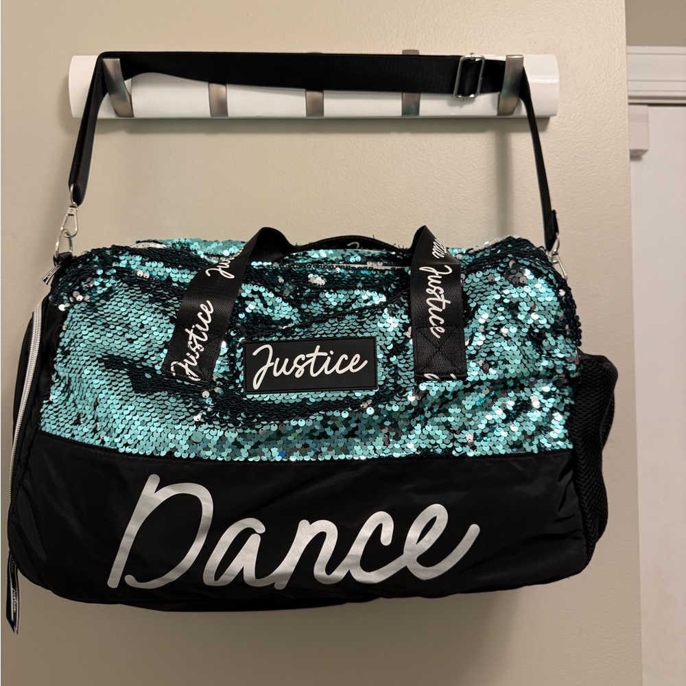 Justice Teal and Black Sequin Dance Bag